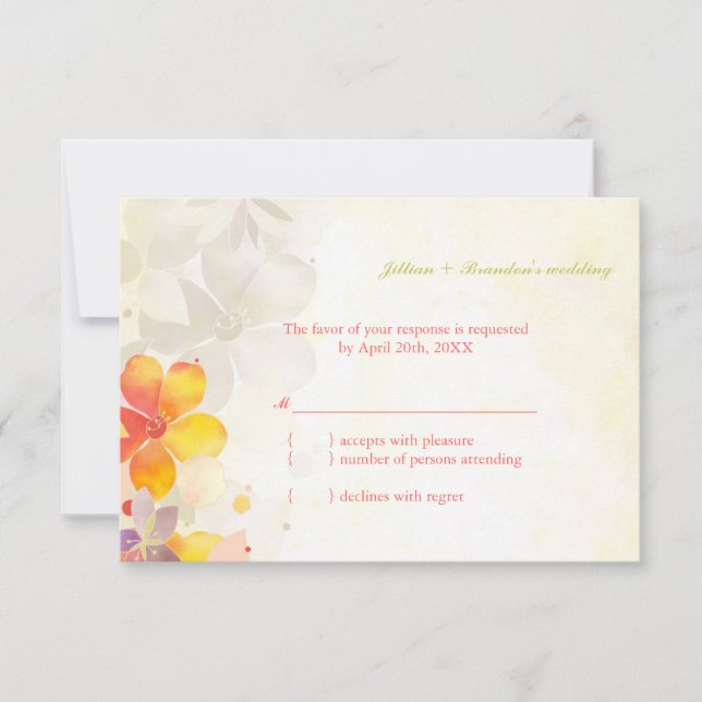 Carte RSVP de mariage Fleur sauvage du printemps (Devant)