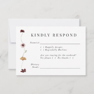 Carte RSVP de mariage Fleur sauvage en pression