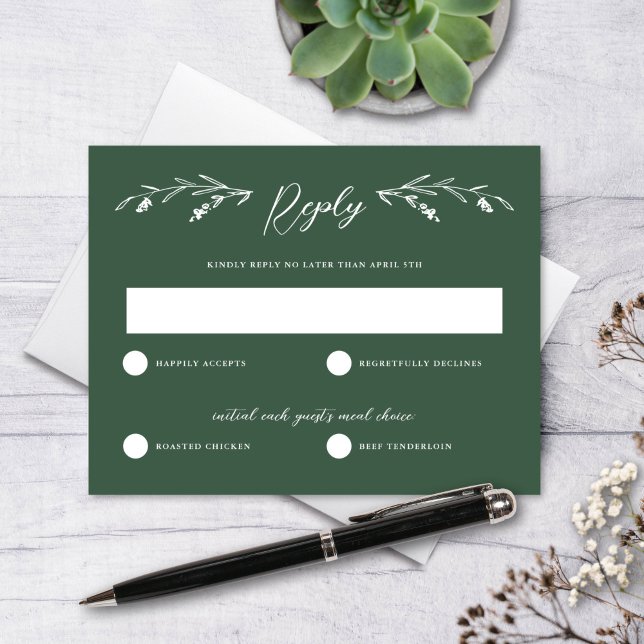 Carte RSVP de mariage Fleur sauvage foncé rustique (Créateur téléchargé)