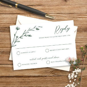 Carte RSVP de mariage Fleur sauvage foncé rustique