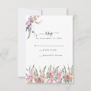 Carte RSVP de mariage Fleur sauvage Spring Meadow