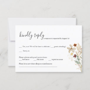 Carte RSVP de mariage fleuri sauvage