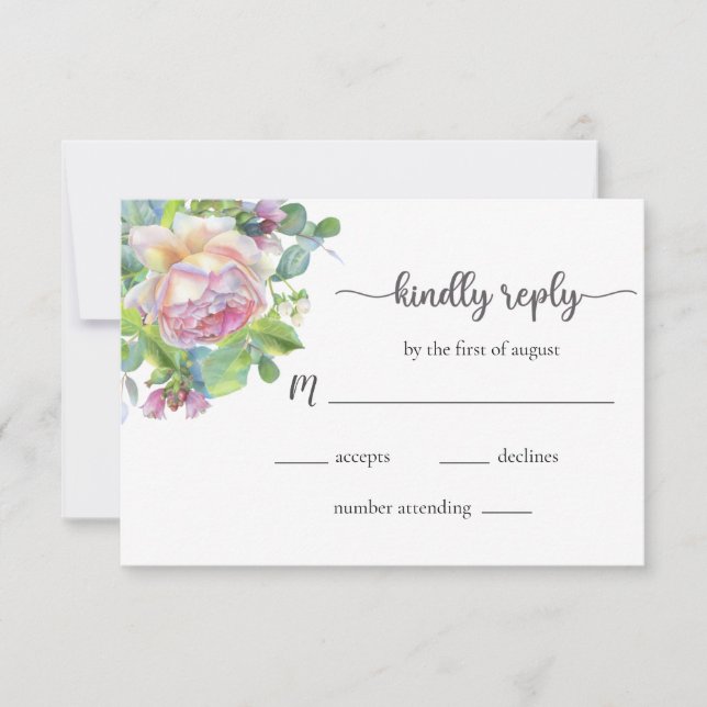 Carte RSVP de mariage floral (Devant)