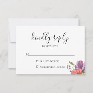 Carte RSVP de mariage floral