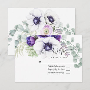 Carte RSVP de mariage floral à la menthe et à l'aq