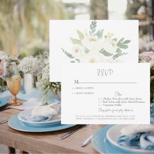 Carte RSVP de mariage floral blanc