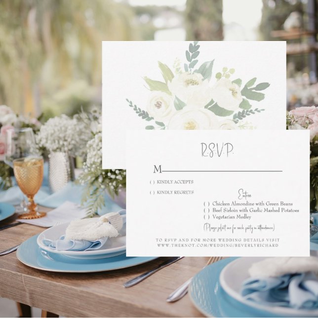 Carte RSVP de mariage floral blanc (Créateur téléchargé)