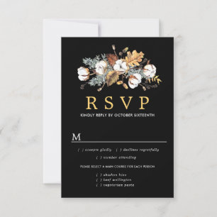 Carte RSVP de mariage floral blanc automne, option