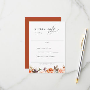 Carte RSVP de mariage floral d'automne de Terre
