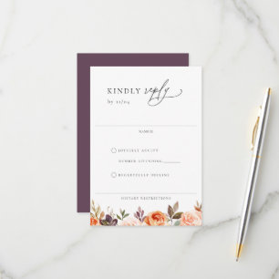 Carte RSVP de mariage floral d'automne de Terre