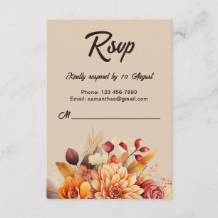 Carte RSVP de mariage floral de automne en terre c