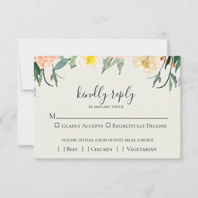 Carte RSVP de mariage floral de jardin (Devant)