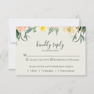 Carte RSVP de mariage floral de jardin