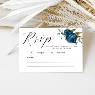Carte RSVP de mariage floral de la chute bleue de