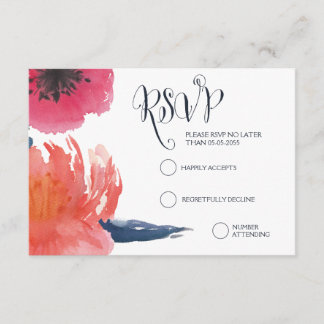 Carte RSVP de mariage floral de la marine