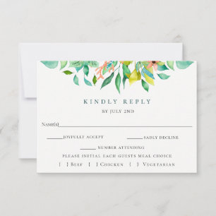 Carte RSVP de mariage floral de l'île botanique
