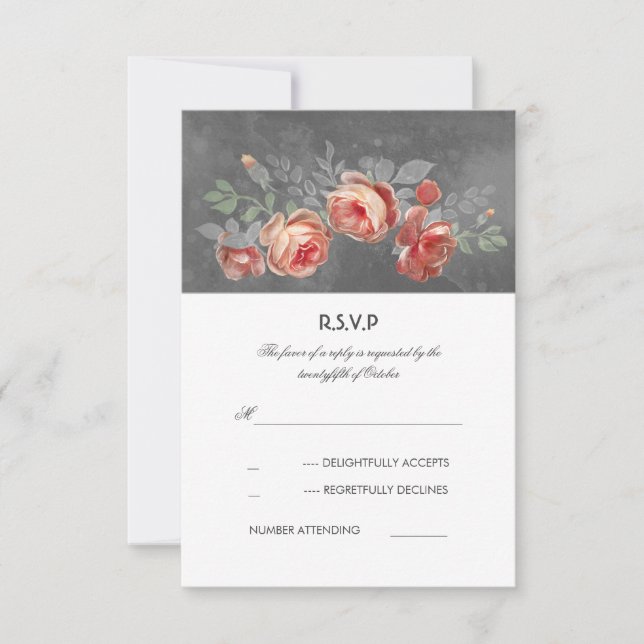Carte RSVP de mariage floral et rustique (Devant)
