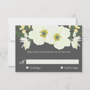 Carte RSVP de mariage floral Jaune joli anémones