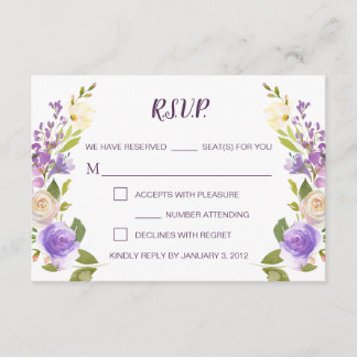 Carte RSVP de mariage floral Lilac Watercolor