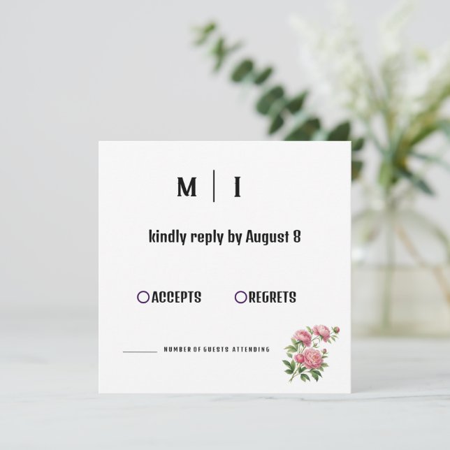 Carte RSVP de mariage floral moderne (Debout devant)