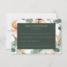 Carte RSVP de mariage floral rose
