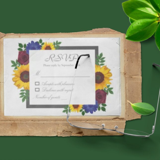 Carte RSVP de mariage floral Rose de tournesol (Créateur téléchargé)