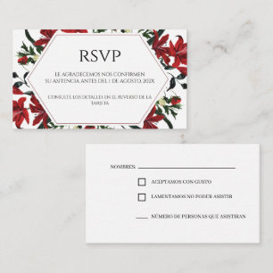 Carte RSVP de Mariage Floral Rouge