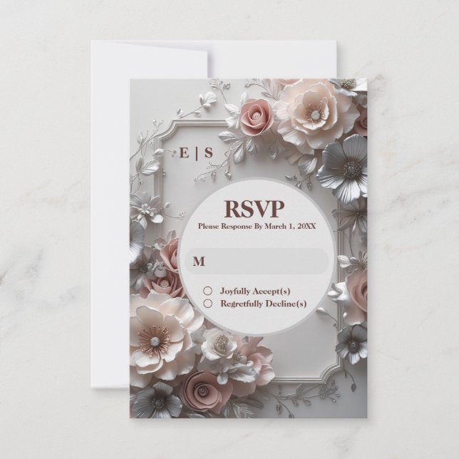Carte RSVP de mariage floral rustique (Devant)