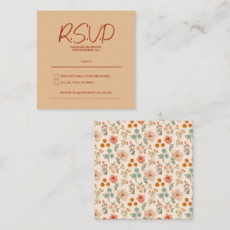 Carte RSVP de mariage floral simple et moderne