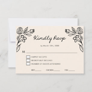 Carte RSVP de mariage floral tirée à la main lunai