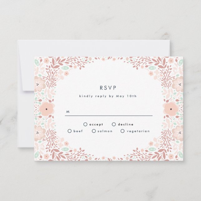 Carte RSVP de mariage floral Whirlwind (Devant)