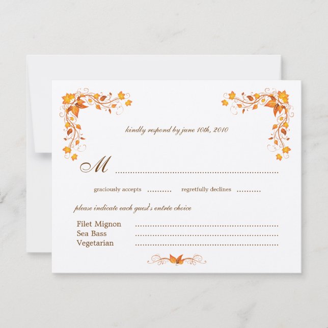 Carte RSVP de mariage Foliage Automne avec Envelop (Devant)