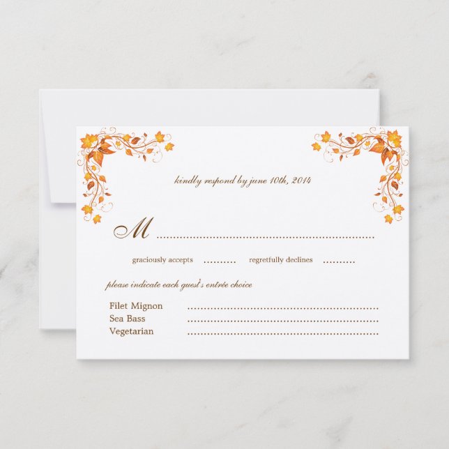 Carte RSVP de mariage Foliage Automne avec Envelop (Devant)