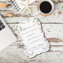 Carte RSVP de mariage frontalier fleur sauvage