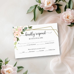 Carte RSVP de mariage géométrique rose flou