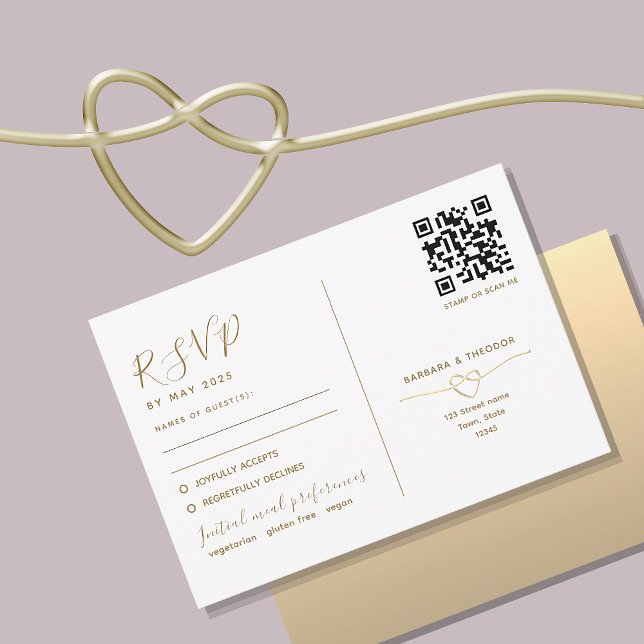 Carte RSVP de mariage Gold double fonction avec co (Créateur téléchargé)