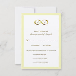Carte RSVP de mariage Gold Golden Infinity poignée