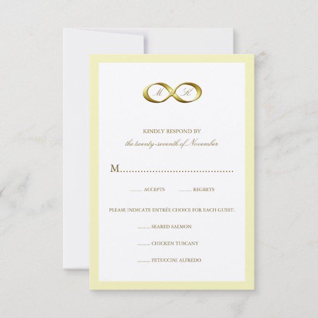 Carte RSVP de mariage Gold Golden Infinity poignée (Devant)