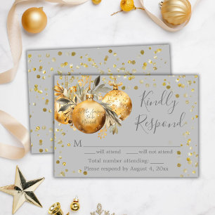 Carte RSVP de mariage Gold Grey