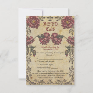Carte RSVP de mariage gothique   Floral vintage