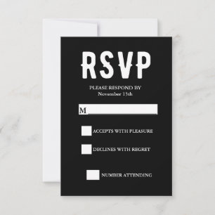 Carte RSVP de mariage gothique noir