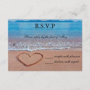Carte RSVP de mariage Heart on the Shore Beach