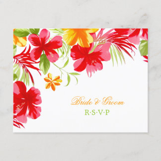 Carte RSVP de mariage Hibiscus tropical
