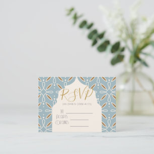 Carte RSVP de mariage indien Blue Floral Arch