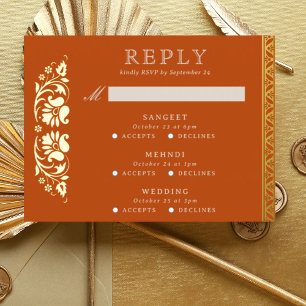 Carte RSVP de mariage indien Lotus Flower Multi Ev