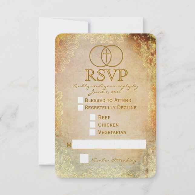 Carte RSVP de mariage inter-religieux encerclée (Devant)