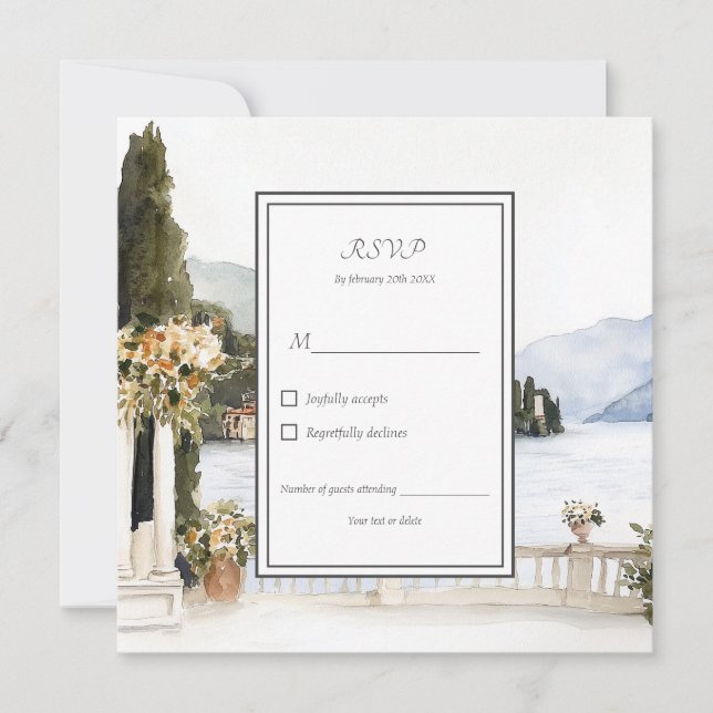 Carte RSVP de mariage Italie Lac de Côme (Devant)