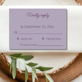Carte RSVP de mariage Lilac