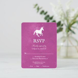 Carte RSVP de mariage Magenta Unicorn