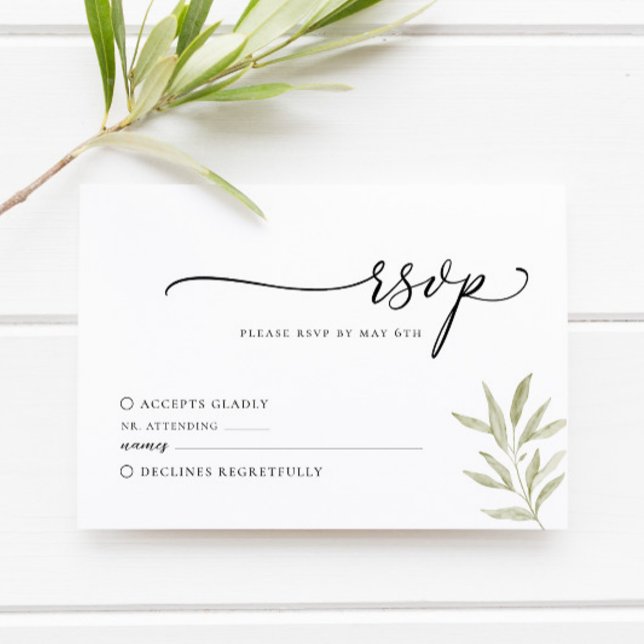 Carte RSVP de mariage minimal à la branche d'olivi (Créateur téléchargé)